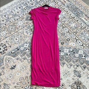 Black Bead Fuchsia Midi Dress